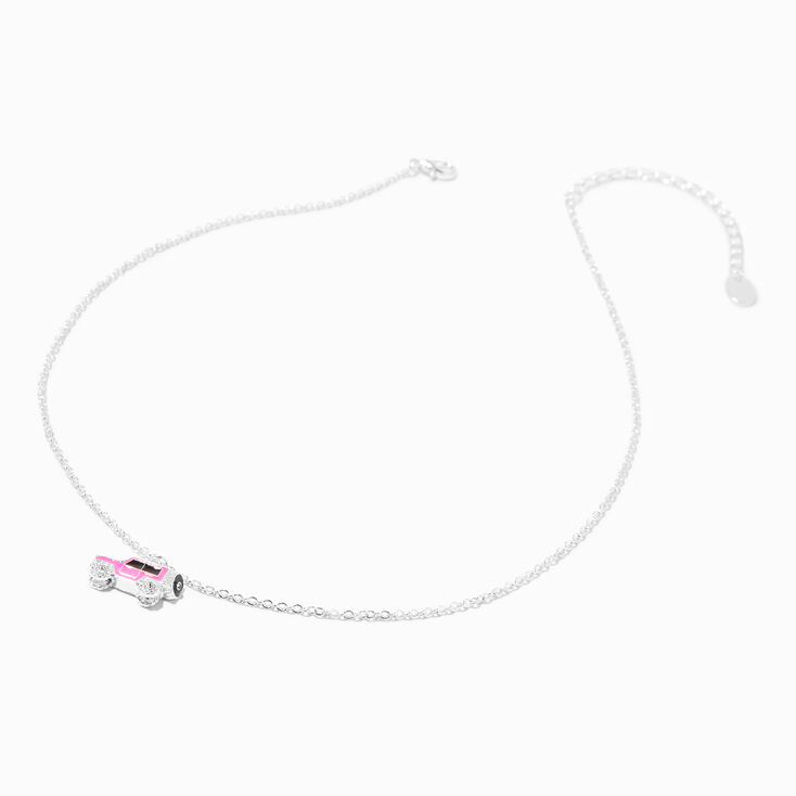 Pink SUV Car Crystal Silver Pendant Necklace,