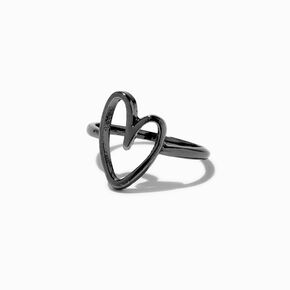 Hematite Open Heart Ring,