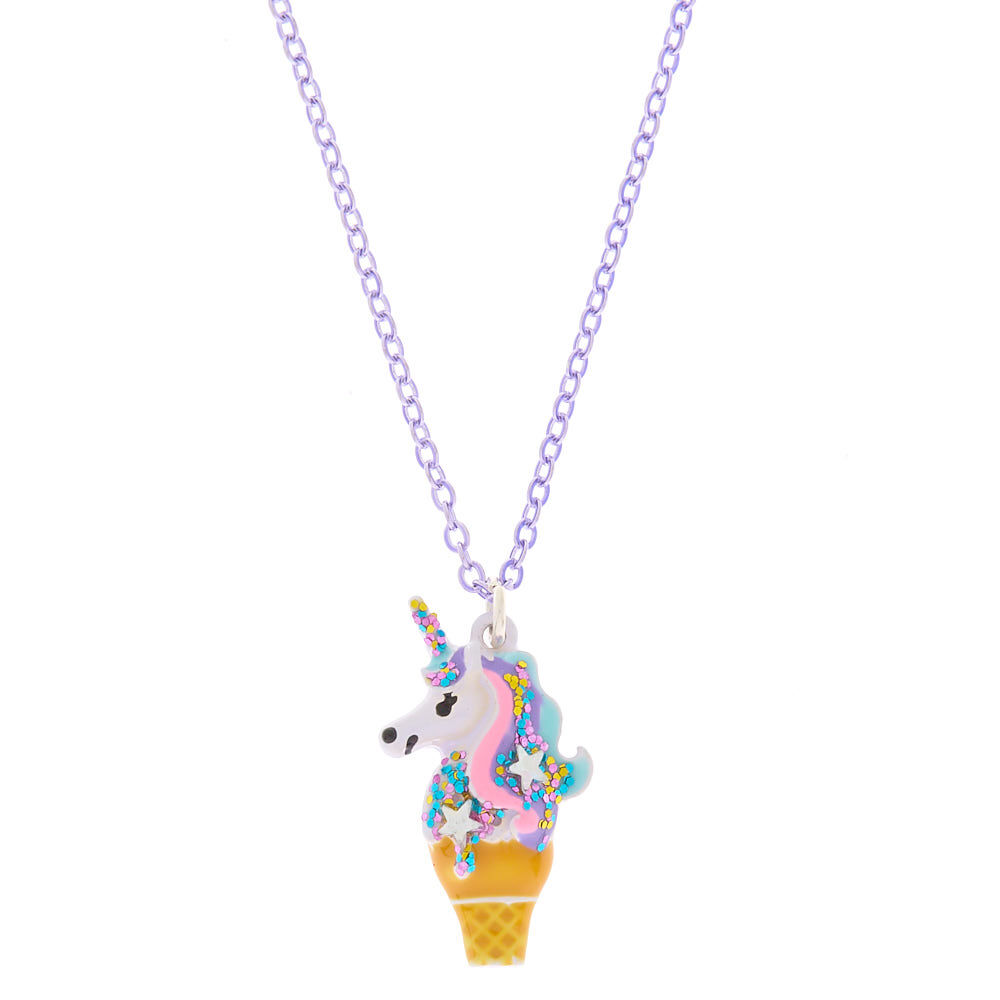 Unicorn Ice Cream Pendant Necklace Purple
