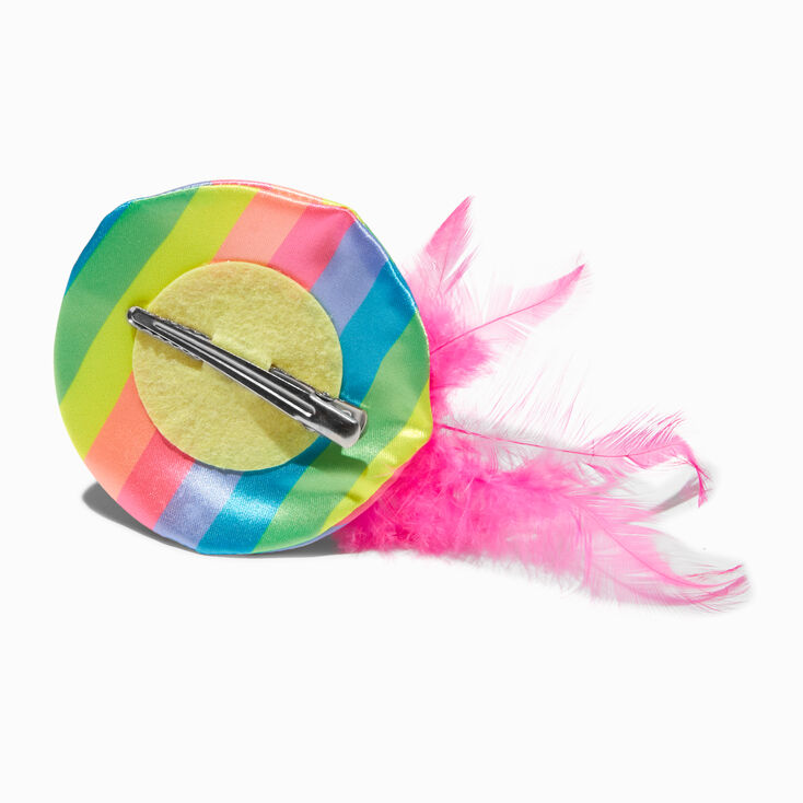 Barrette &agrave; chapeau haut de forme &agrave; rayures arc-en-ciel,