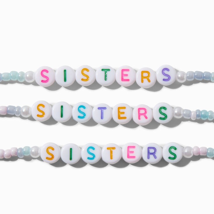 Best Friends Sisters Rainbow Pearl Stretch Bracelets - 3 Pack,