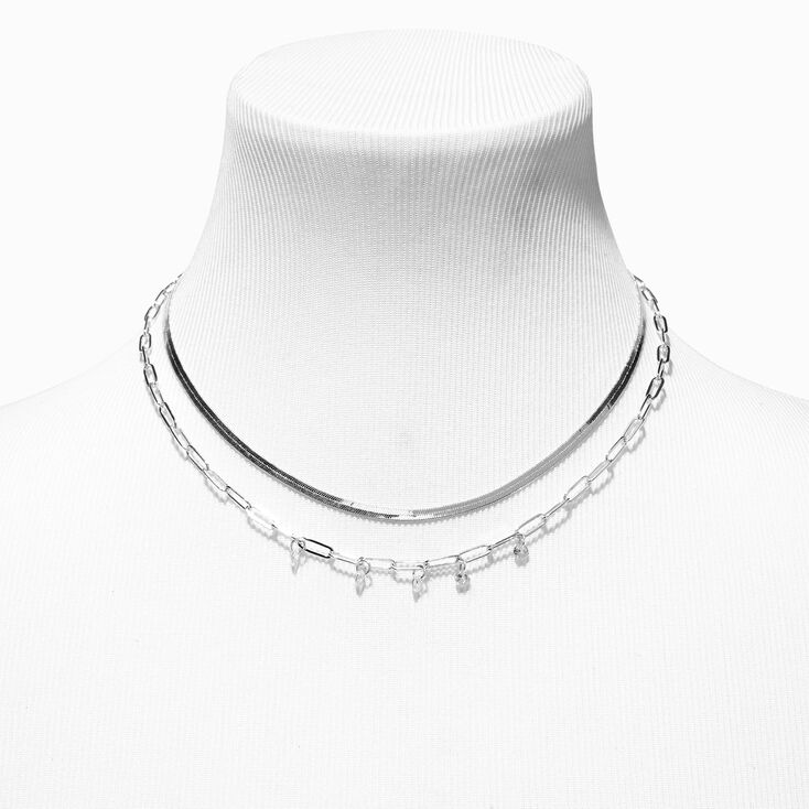Silver Paperclip &amp; Woven Multi-Strand Necklace,