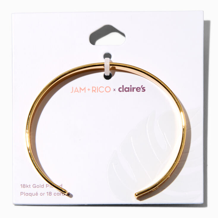 JAM + RICO x Claire&#39;s 18k Yellow Gold Plated Palm Trees Cuff Bracelet,