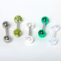 Silver Palm Leaf Barbell Tongue Rings - 5 Pack,