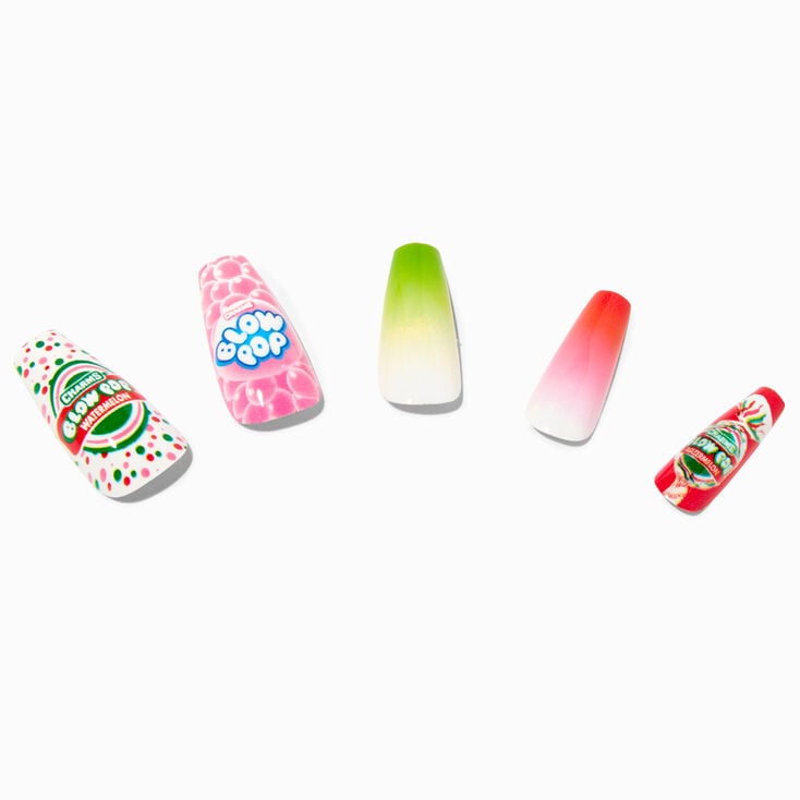 Charms&reg; Blow Pop&reg; BubbleGum Claire&#39;s Exclusive Squareletto Vegan Faux Nail Set - 24 Pack,