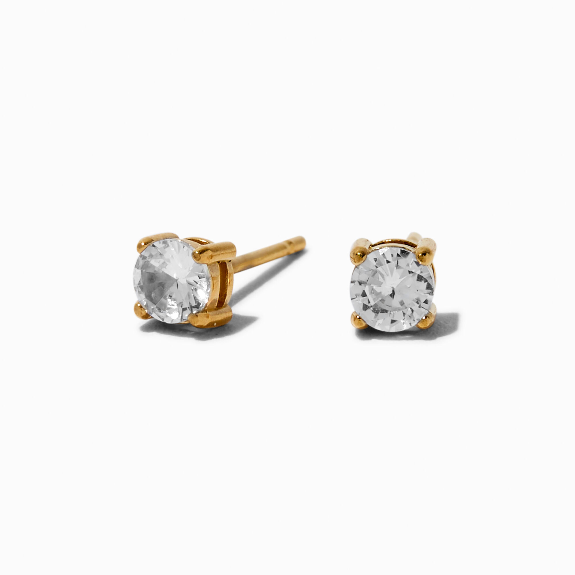 Clous d’oreilles panier en zircon cubique 4 mm acier inoxydable couleur dorée,