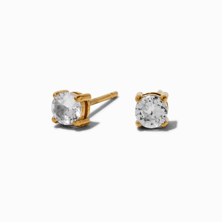 Clous d&rsquo;oreilles panier en zircon cubique 4&nbsp;mm acier inoxydable couleur dor&eacute;e,