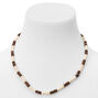 Brown &amp; Cream Beaded Wood Necklace,