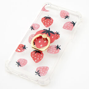 Strawberry Glitter Ring Holder Protective Phone Case - Fits iPhone&reg; 6/7/8/SE,