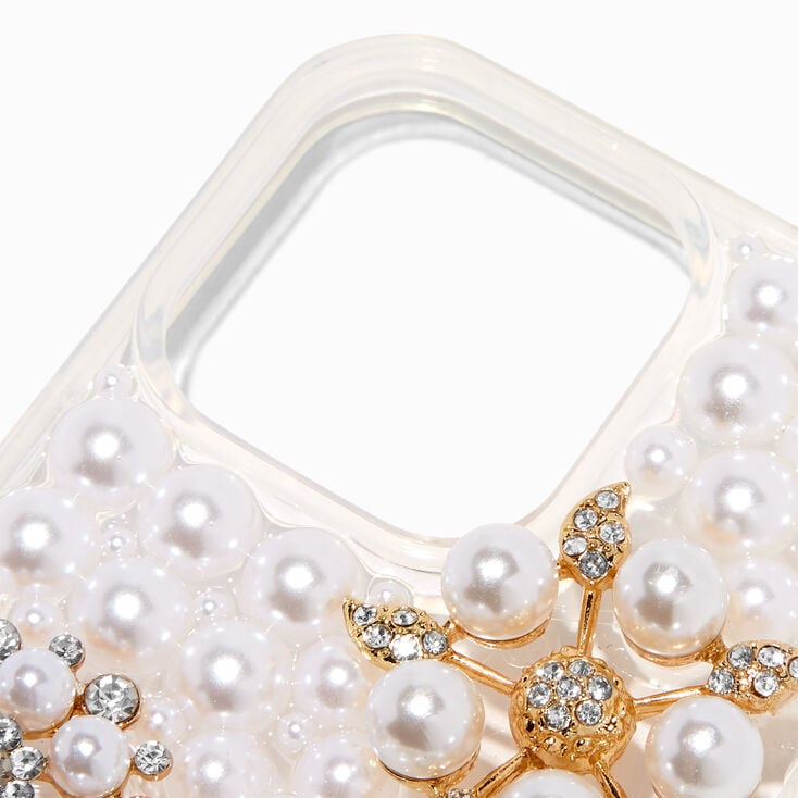Crystal &amp; Pearl Flowers Bling Phone Case - Fits iPhone&reg; 13 Pro,