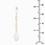 Gold Paperclip Pearl 3&quot; Drop Earrings,