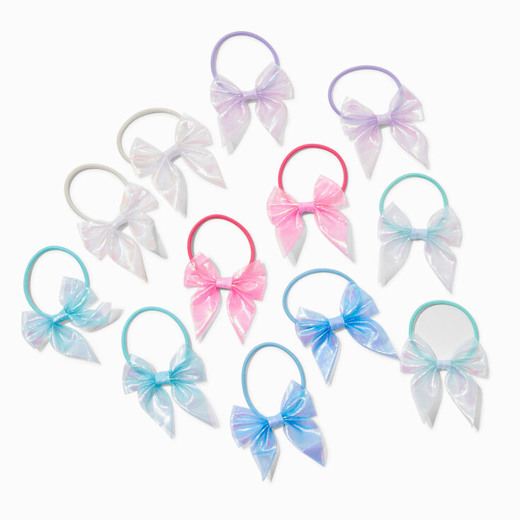 Claire&#39;s Club Iridescent Bow Hair Ties - 12 Pack,