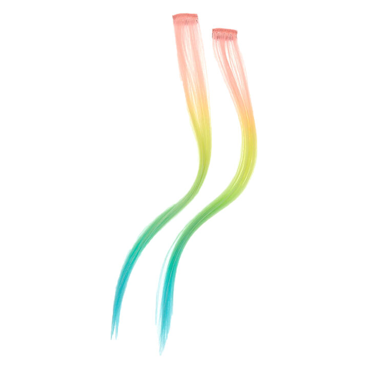 Pastel Rainbow Faux Hair Clip In Extensions - 2 Pack | Claire's
