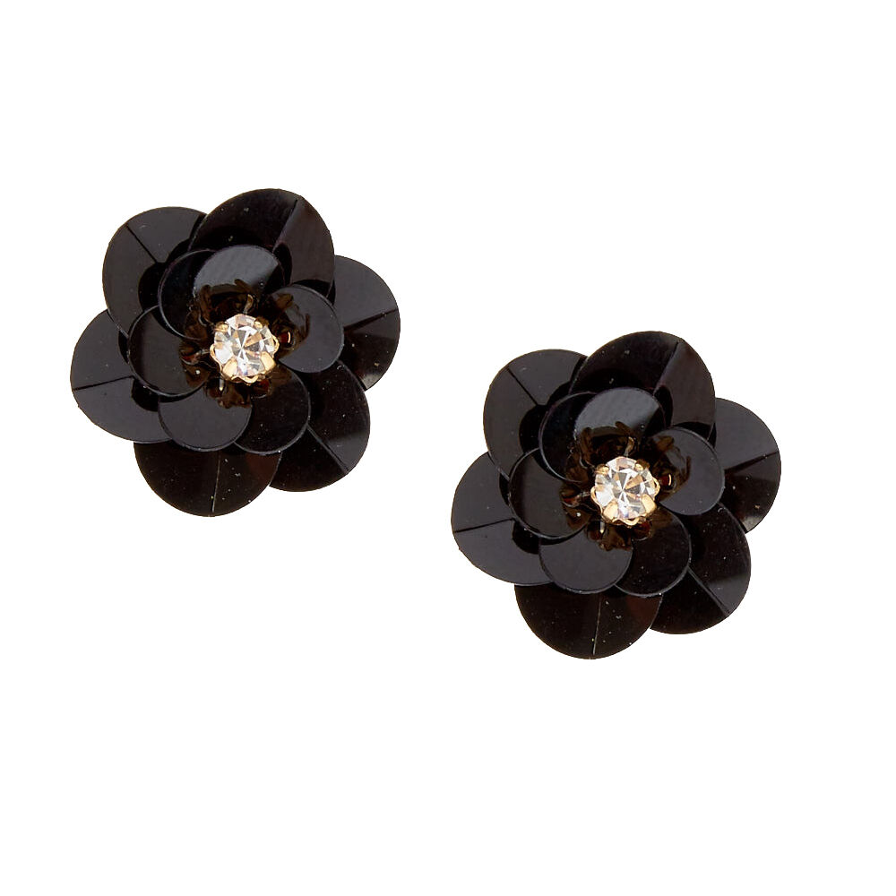 Black on sale floral earrings