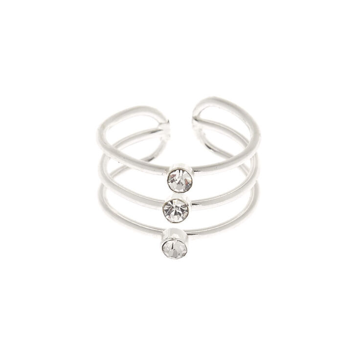 Silver Embellished Triple Band Ear Cuff,
