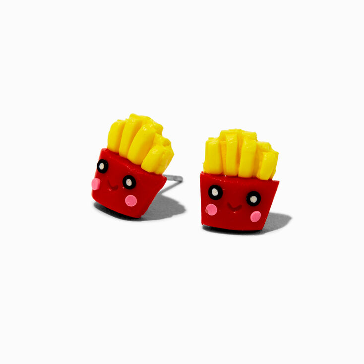 Clous d&#39;oreilles frites visage souriant,