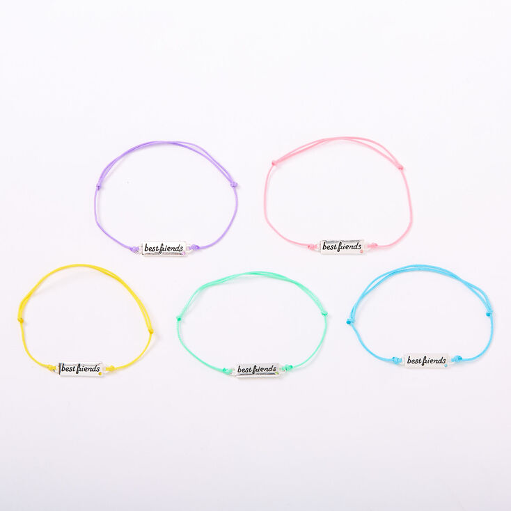 Best Friends Pastel Plaque Adjustable Friendship Bracelets - 5 Pack,
