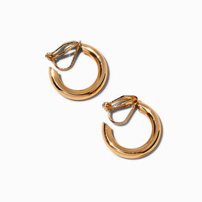 Gold-tone Tube 20mm Clip-On Hoop Earrings,