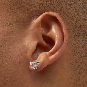 Silver-tone Bar Chain Stud Earrings ,