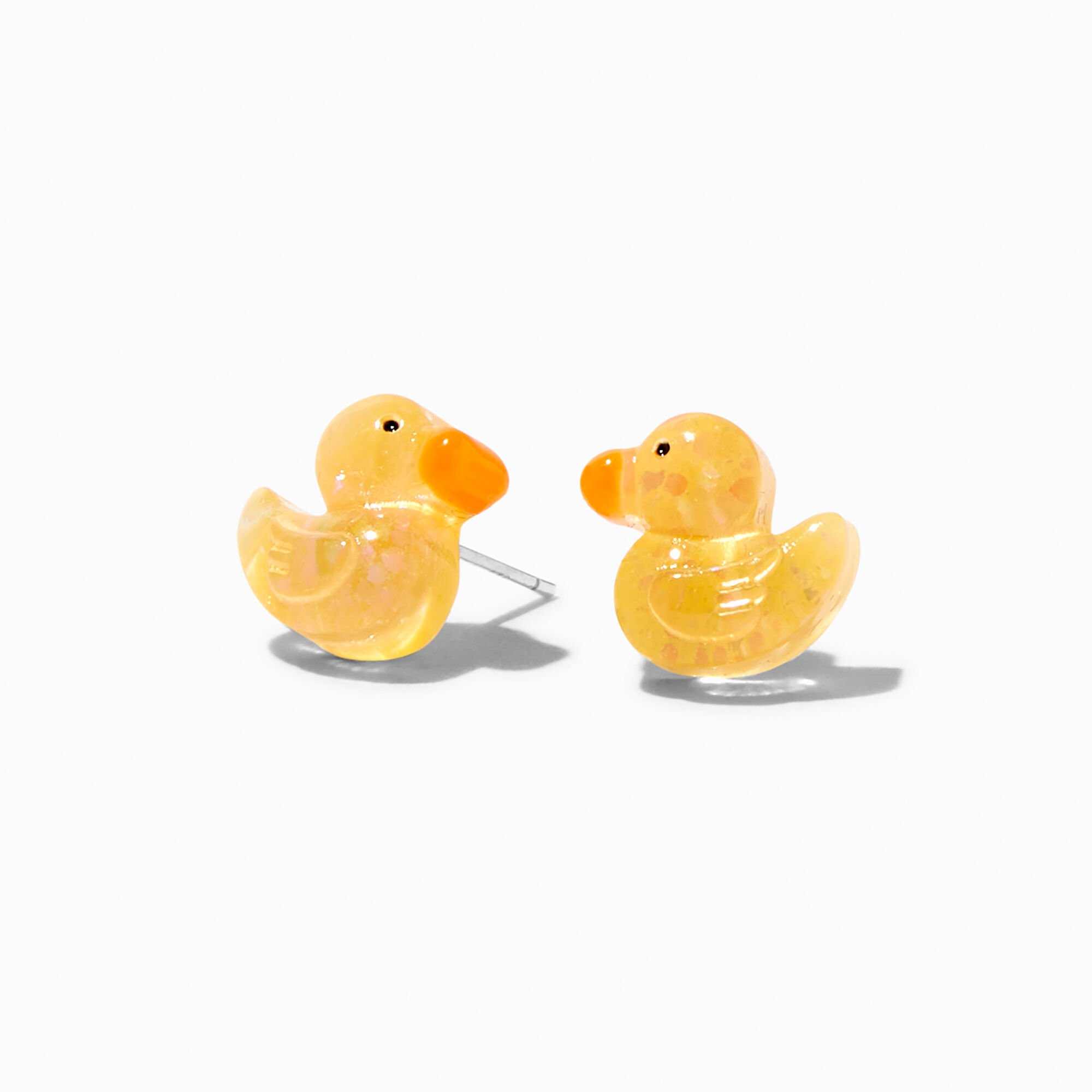View Claires Glitter Rubber Ducky Stud Earrings Silver information