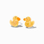 Sterling Silver Glitter Rubber Ducky Stud Earrings,