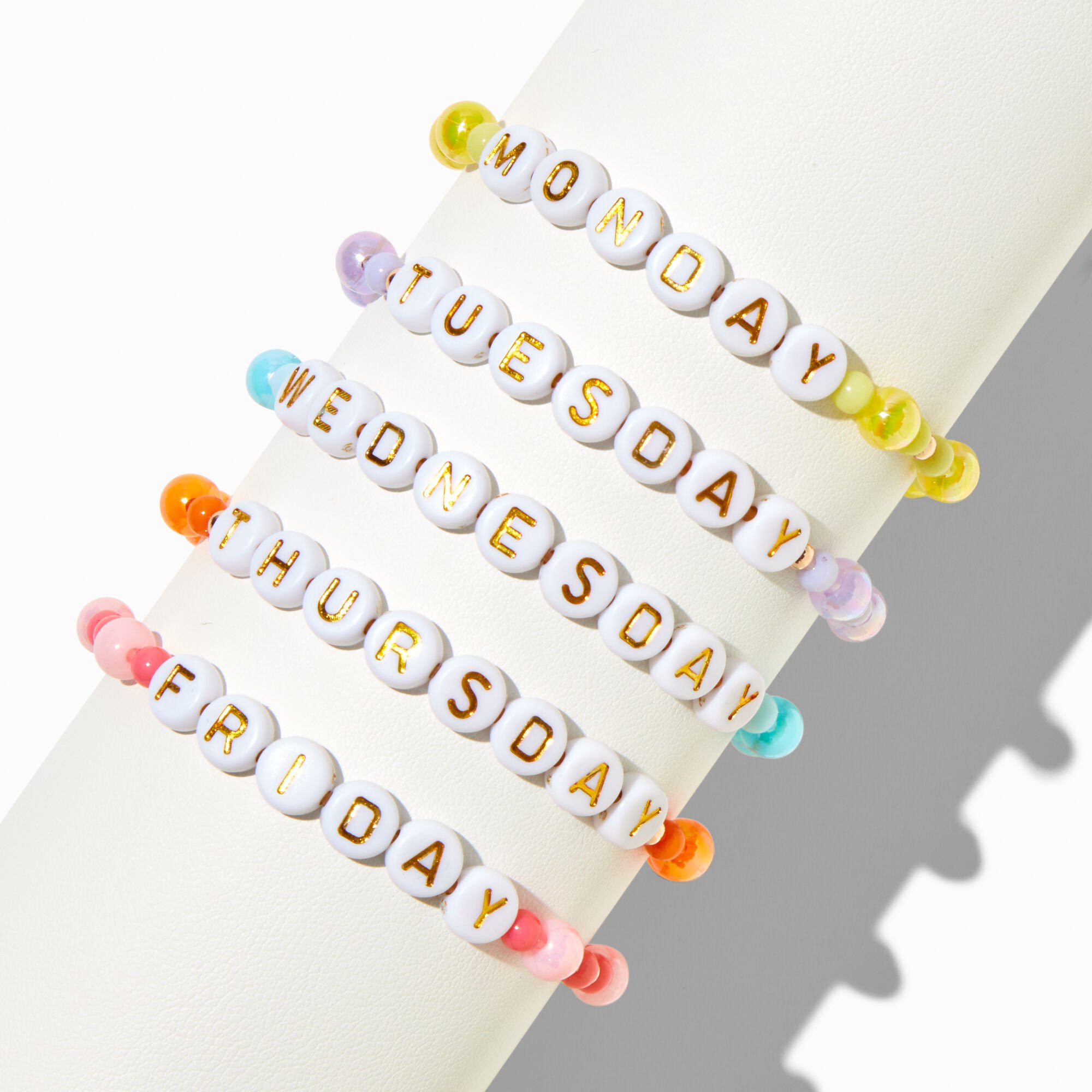 Days of the Week Beaded Stretch Bracelets - 5 Pack