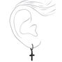 Black 10MM Embellished Cross Huggie Hoop Earrings,