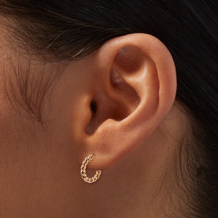 Gold-tone Rose Heart Hoop &amp; Stud Earring Stackables Set - 9 Pack,