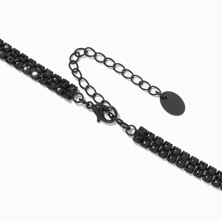 Black Rhinestone Shirt Fringe Statement Necklace,