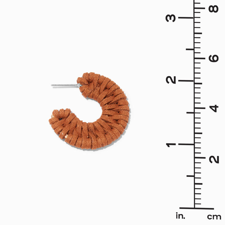 Brown Woven Wrapped 30MM Hoop Earrings,