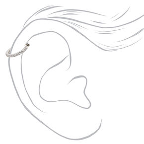 Silver-tone Stainless Steel 18G Embellished Tragus Hoop Earring,