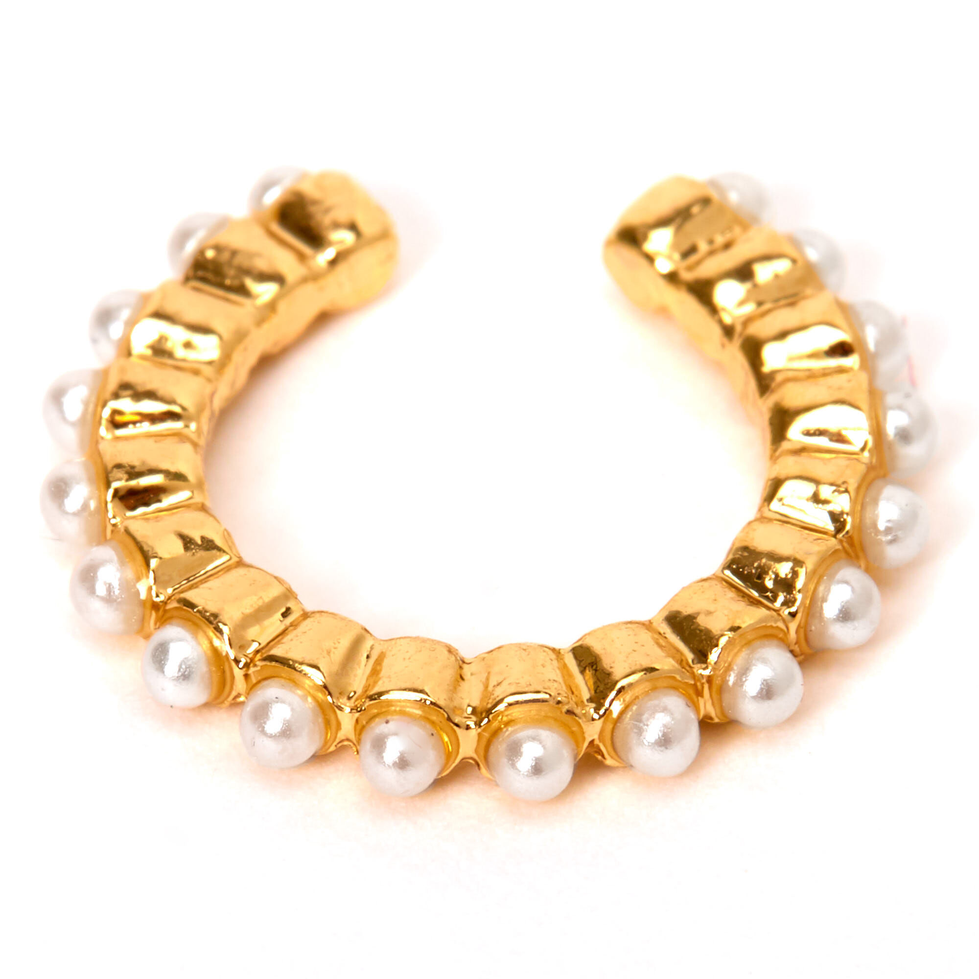 Gold Single Pearl Ear Cuff,