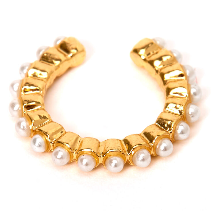 Gold Single Pearl Ear Cuff,