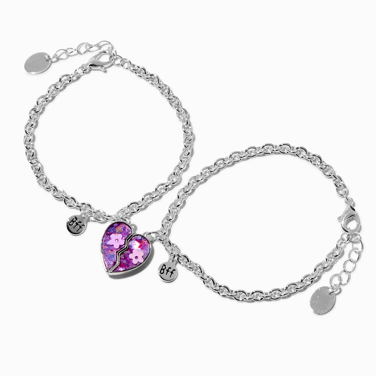 Best Friends UV Color-Changing Split Heart Chain Bracelets - 2 Pack,