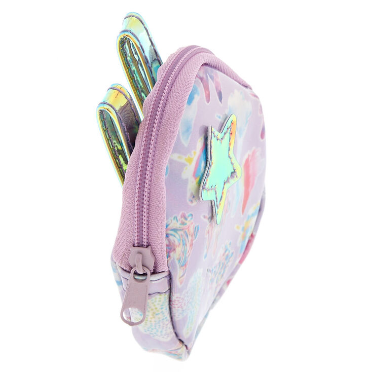 Coque violette pour iPod&reg; Touch 5/6 licorne holographique avec &eacute;tui pour &eacute;couteurs,