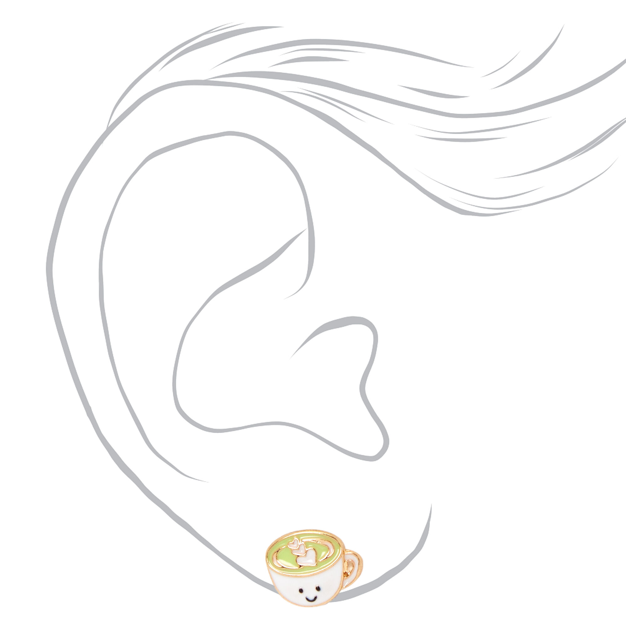 Silver Matcha Stud Earrings,