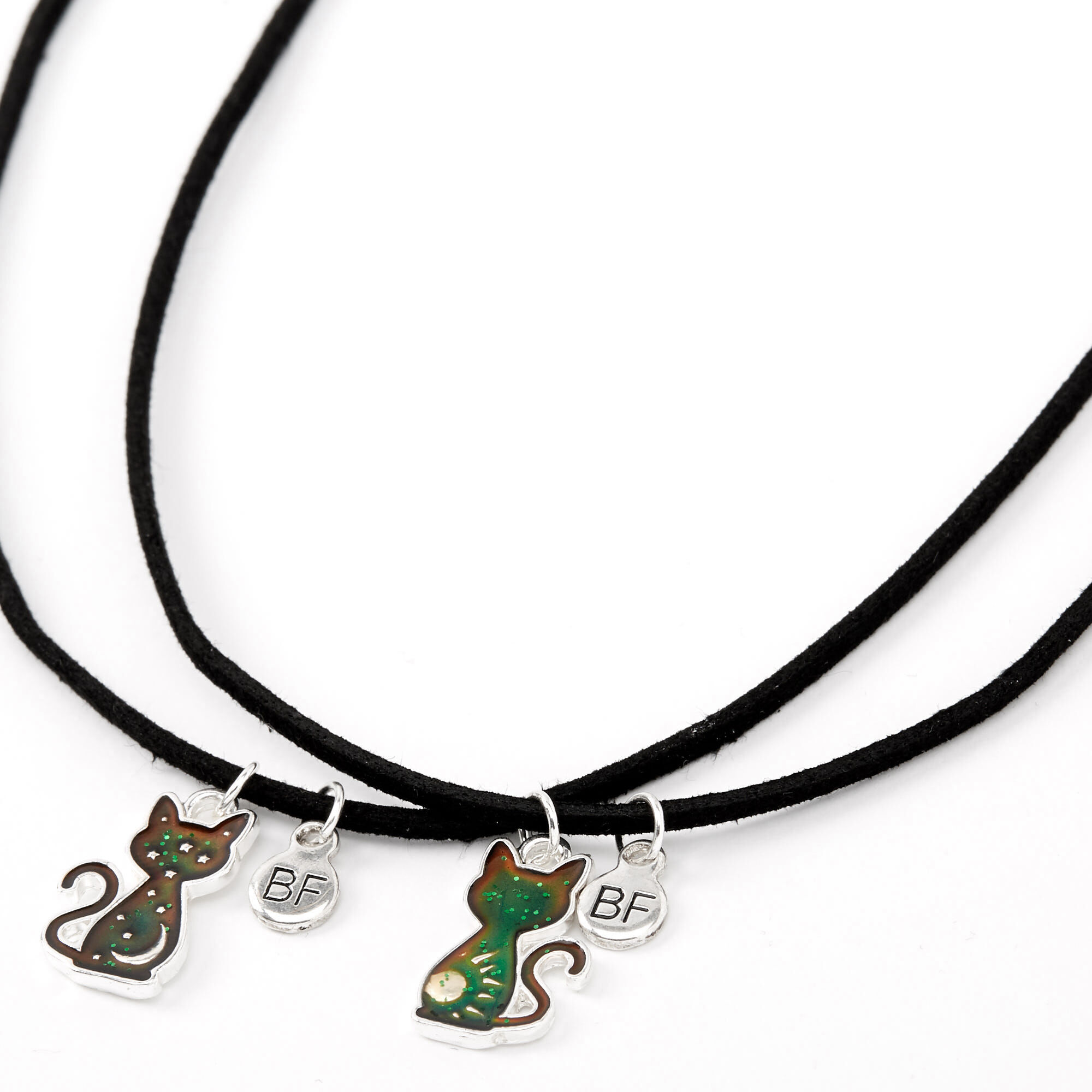Best Friends Mood Cat Pendant Cord Necklaces 2 Pack