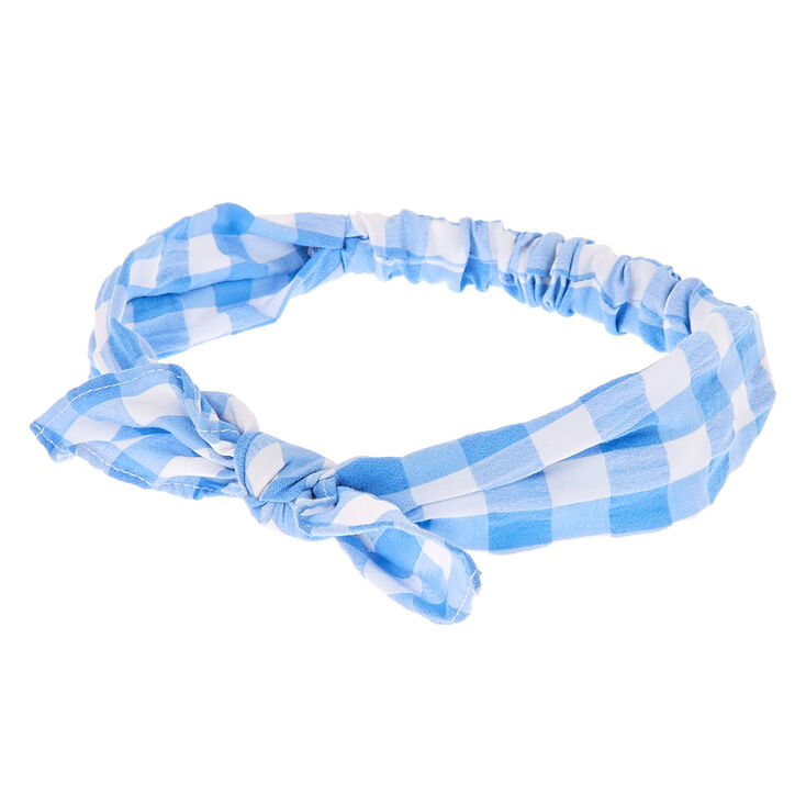 Claire's Bandeau à nœud noué vichy - Bleu