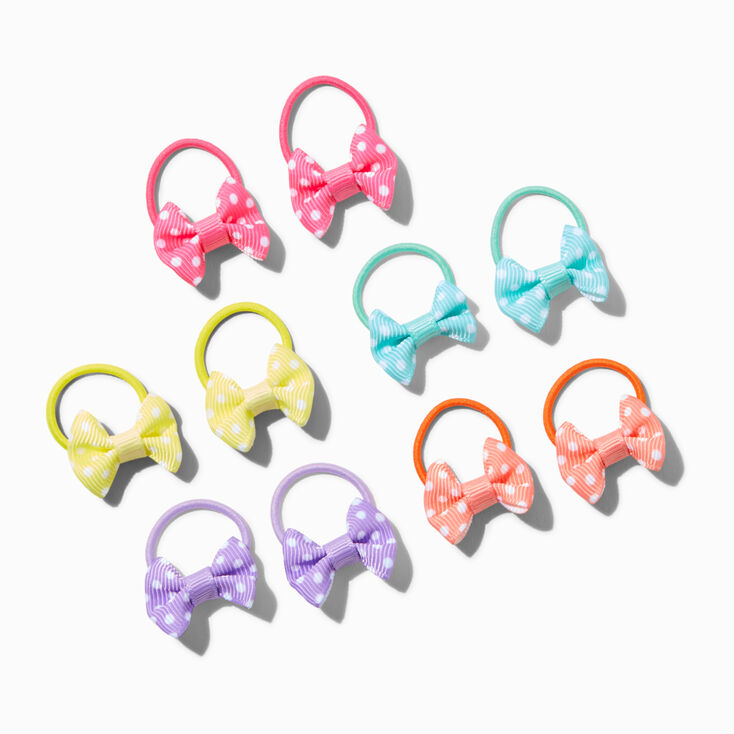Claire&#39;s Club Rainbow Dot Bow Hair Ties - 10 Pack,