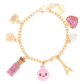 Charm Bracelets Claire S Us Gold Paris Charm Bracelet Pink