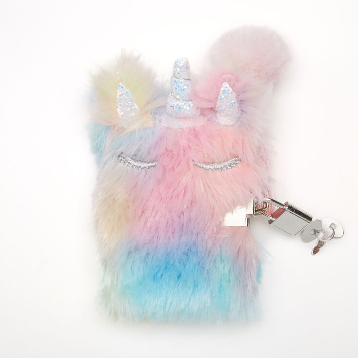 Claire's Mini journal intime licorne pastel en fausse fourrure Claire's Club