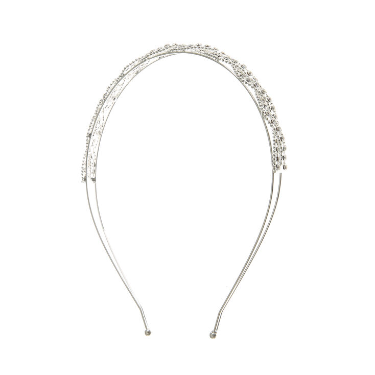 Silver Weaved Crystal Headband,