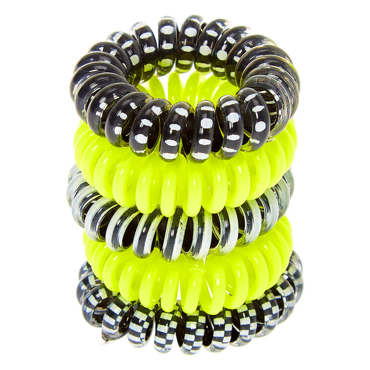Claire's Mini élastiques spirales monochromes fluo - Jaune, lot de 5