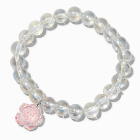 Bracelet perl&eacute; &eacute;lastique iridescent rose rose,