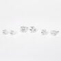 Silver Cubic Zirconia 5MM 6MM 7MM Square Stud Earrings,