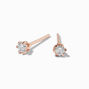 Rose Gold Cubic Zirconia Round Stud Earrings - 2MM,