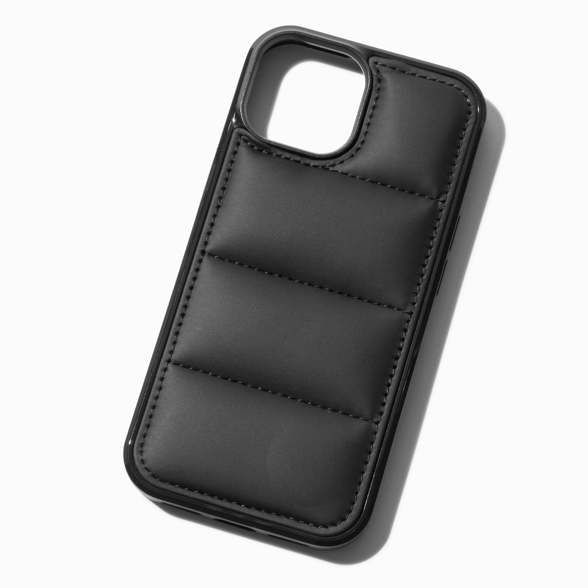 View Claires Quilted Padded Phone Case Fits Iphone 131415 Black information