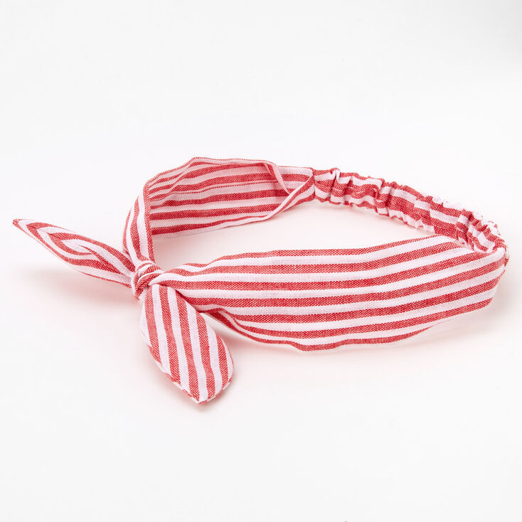 Red Striped Knotted Bow Headwrap | Claire's US