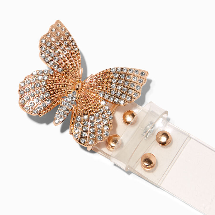 Embellished Butterfly Clear PVC Belt,