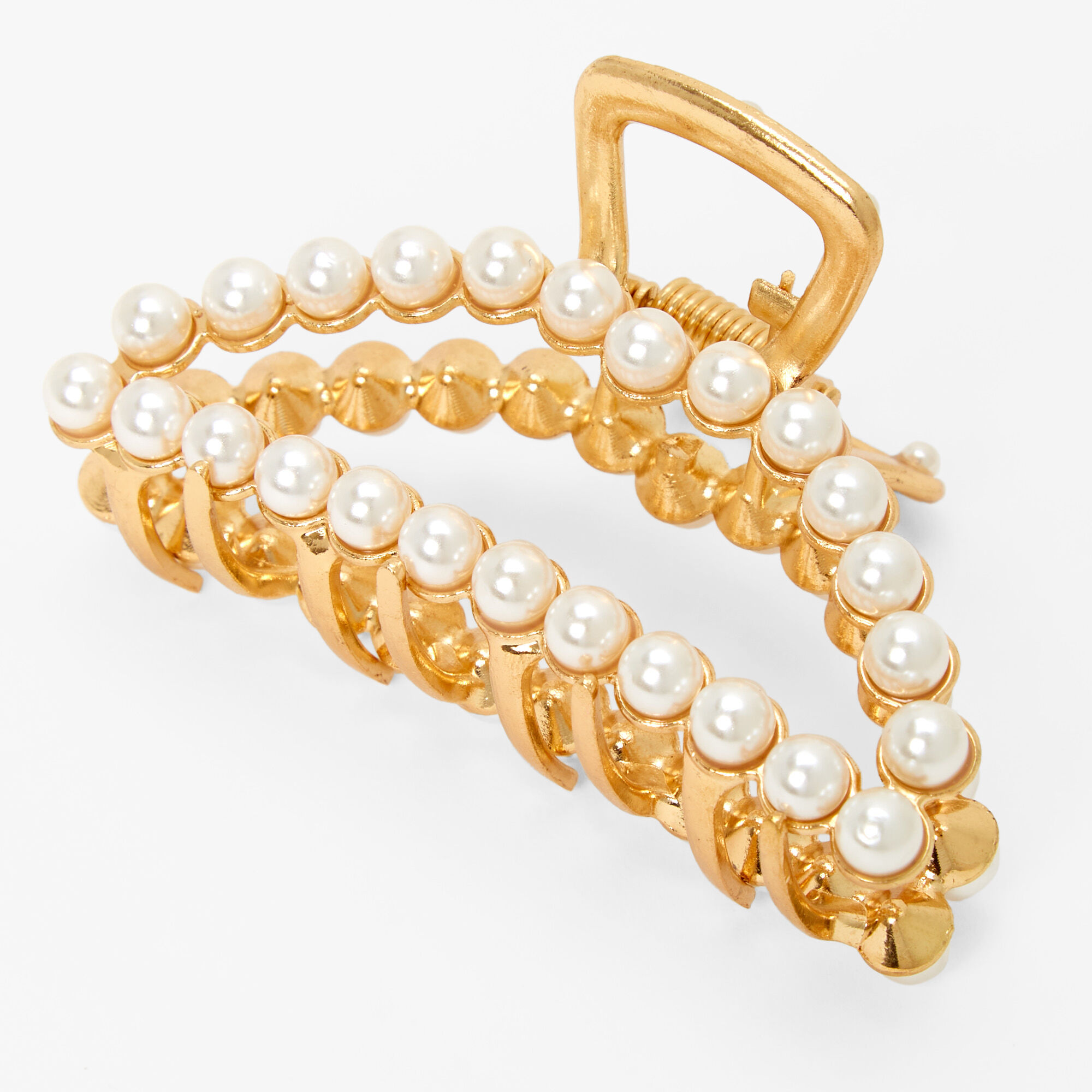 Gold Pearl Studded Hair Claw